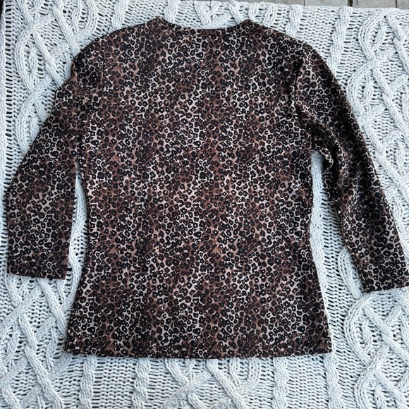 J McLaughlin Animal Print 3/4 Sleeve Catalina Cloth Blouse Brown/Black Small - Picture 5 of 10